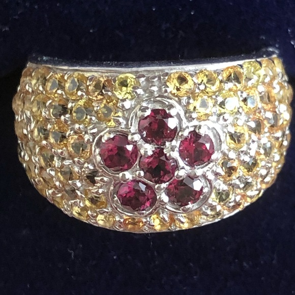 NWOT Sterling Silver Yellow Sapphire & Rhodolite Garnet Ring - Picture 3 of 9